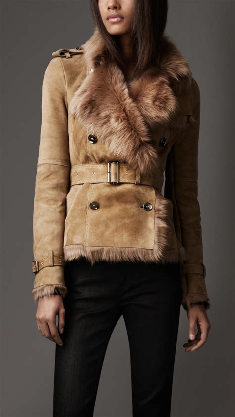 burberry belted shearling coat|burberry shearling collar jacket.